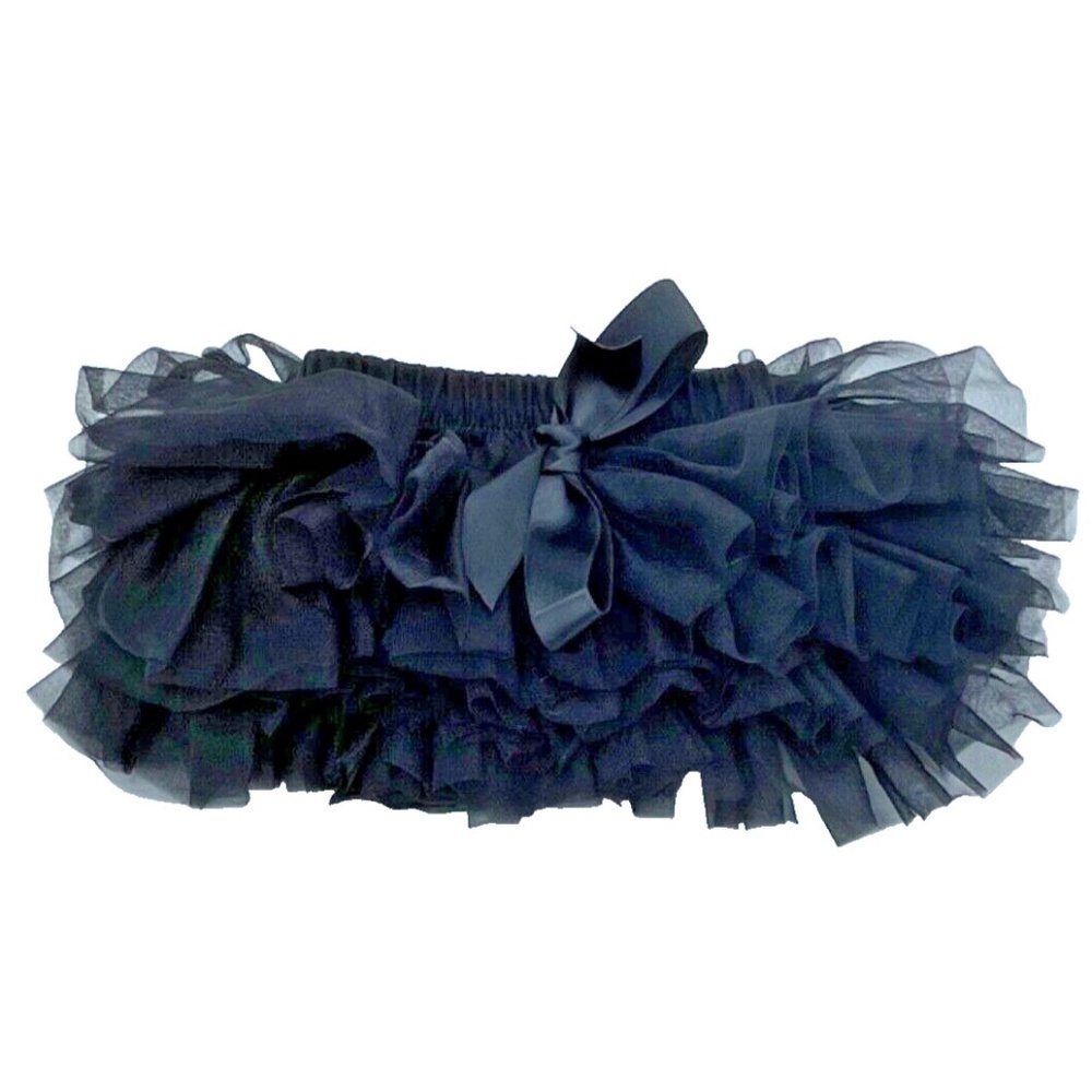 Slowera Ruffled Infant Tutu with Satin Bow; Black; 0-6 mos